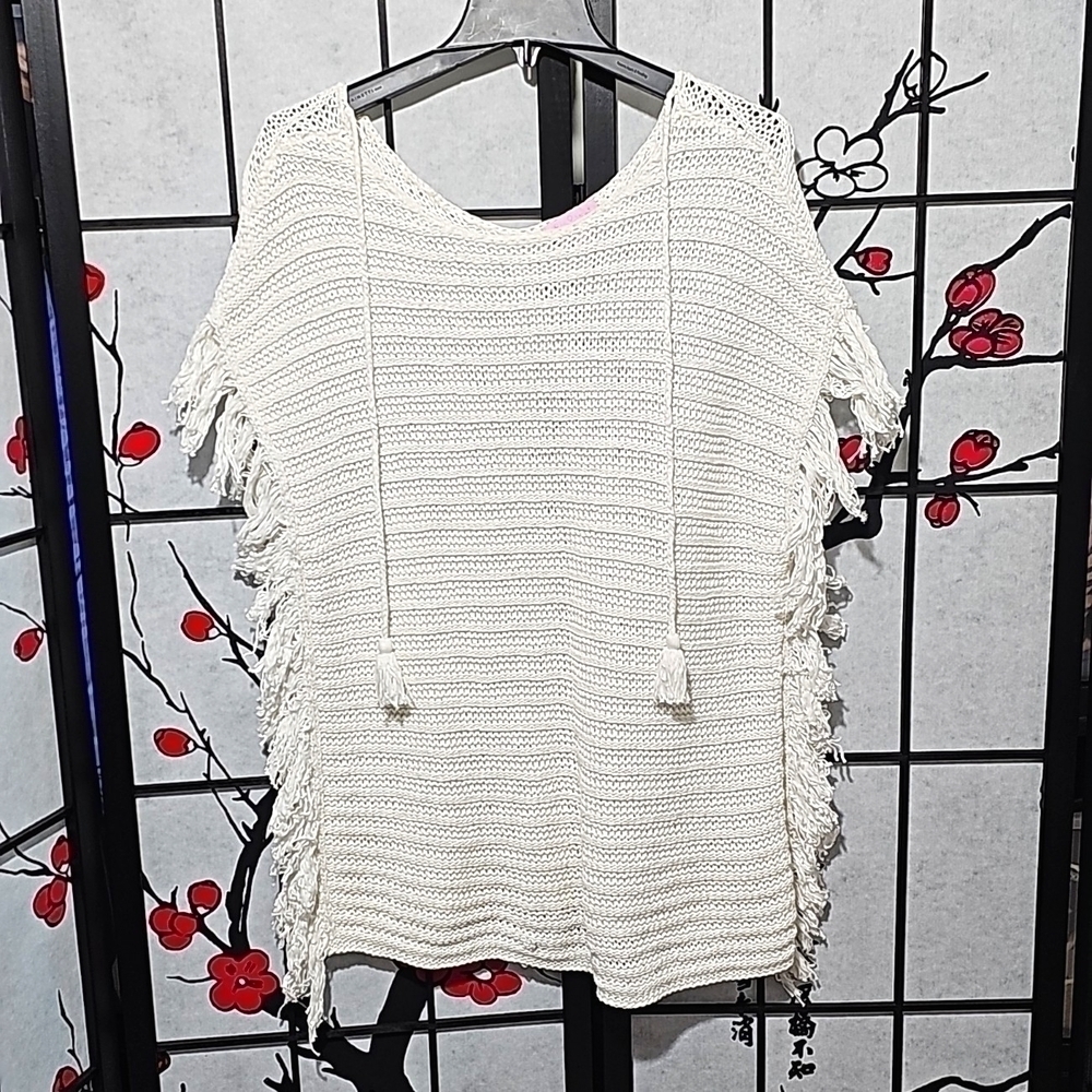 Lilly‎ Pulitzer White Crochet Pullover Sweater Size S/M - Picture 2 of 7
